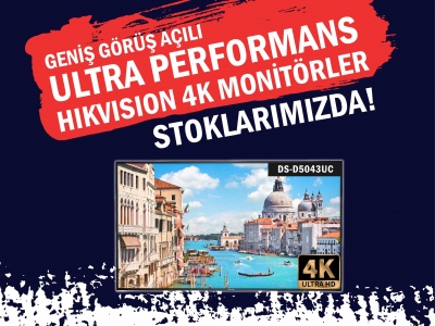 Geniş Görüş Açılı, Ultra Performans, Hikvision 4K Monitörler Stoklarımızda!..