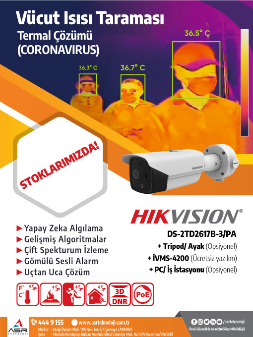 Hikvision (DS-2TD2617B-3/PA) Ateş Ölçen Termal Kamera Stoklarımızda !..